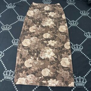 Vintage Floral Maxi Skirt in Brown